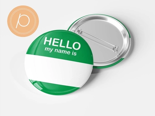 Przypinka "Hello my name is...." - zielona