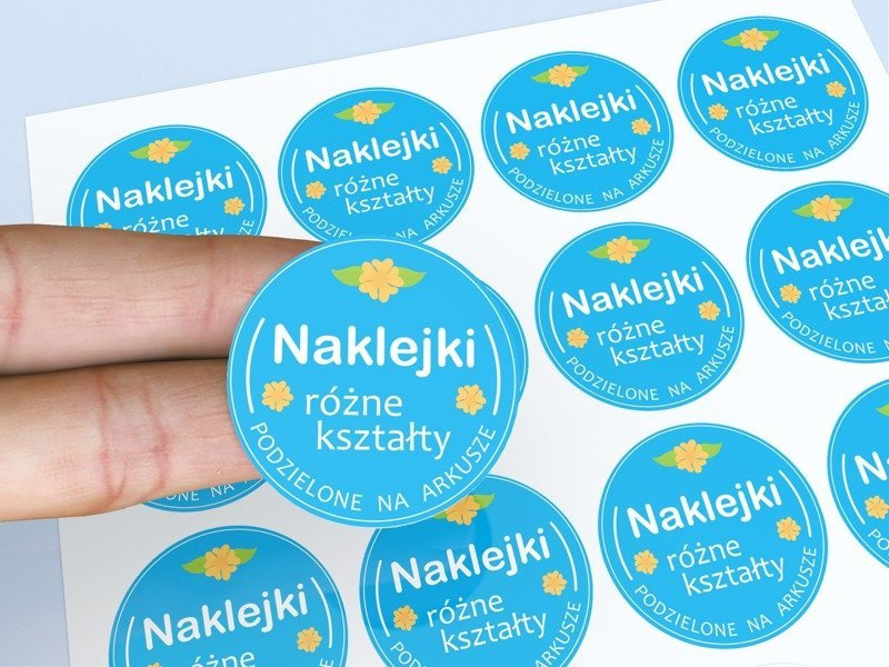 Etykiety naklejki okrągłe i inne: papierowe 24h